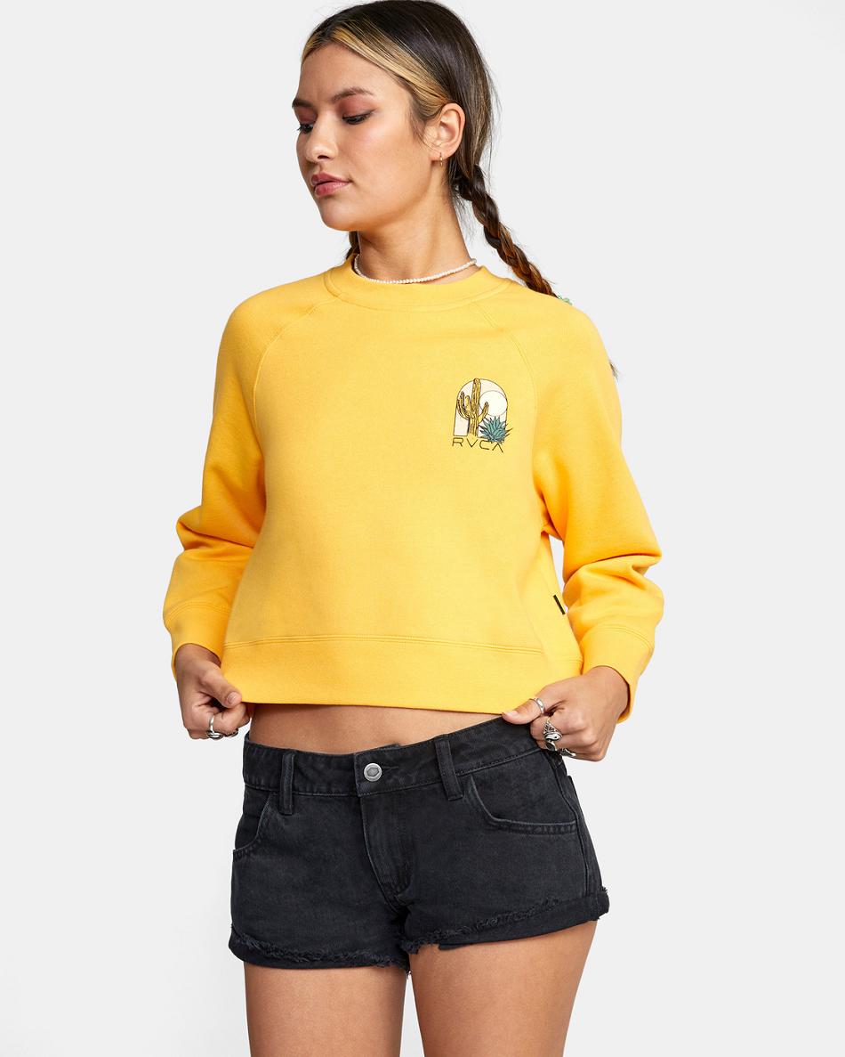 Ropa De Casa Rvca Oasis Crewneck Sweatshirt Mujer Marigold | FCOUI72068