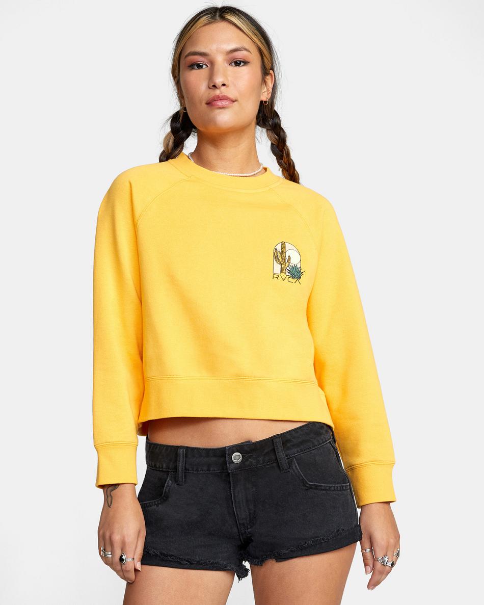 Ropa De Casa Rvca Oasis Crewneck Sweatshirt Mujer Marigold | FCOUI72068