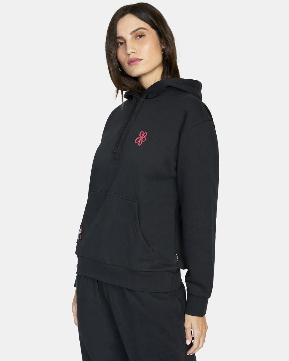 Ropa De Casa Rvca Oblow Patch Hoodie Mujer Negras | QCOUV28077