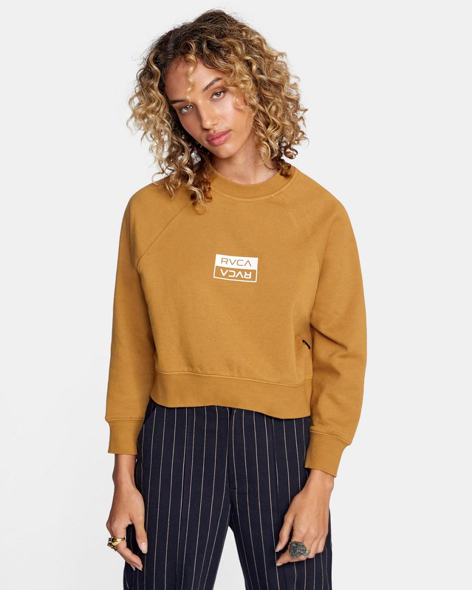 Ropa De Casa Rvca RVCA Bar Crewneck Sweatshirt Mujer Dijon | SCONY26754