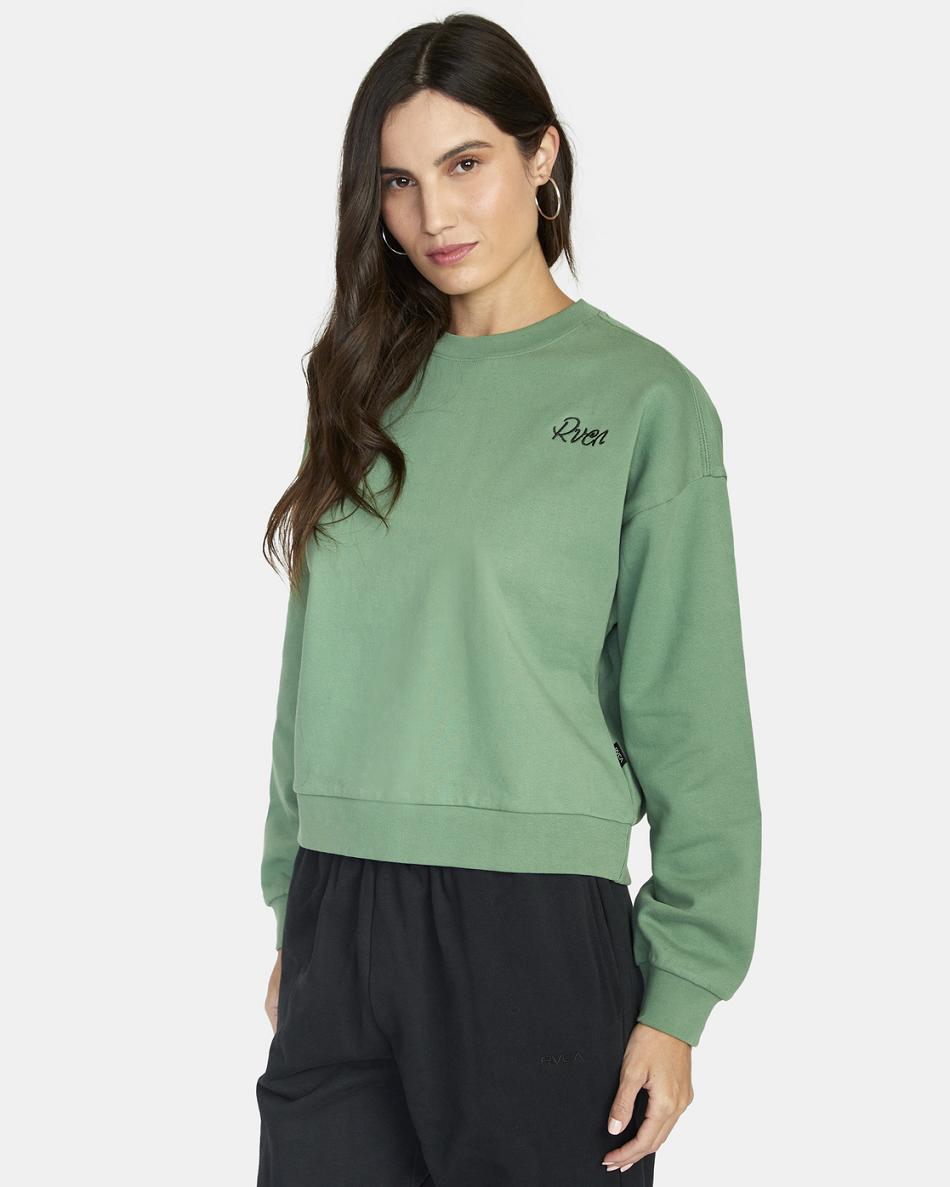 Ropa De Casa Rvca Script Crewneck Sweatshirt Mujer Palm | COXMI32150