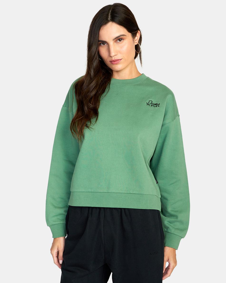 Ropa De Casa Rvca Script Crewneck Sweatshirt Mujer Palm | COXMI32150