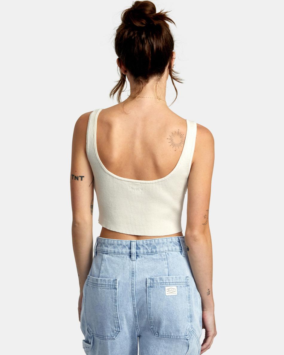 Ropa De Casa Rvca Swerve Henley Rib Knit Crop Top Mujer Cloud | COEAH30037