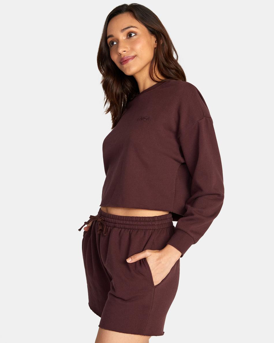 Ropa De Casa Rvca Test Drive Cropped Sweatshirt Mujer Espresso | CONEJ88991