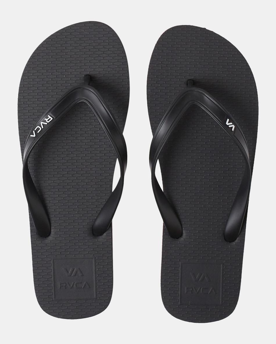 Sandalias Rvca All The Way Flip Hombre Negras | TCOPQ63819