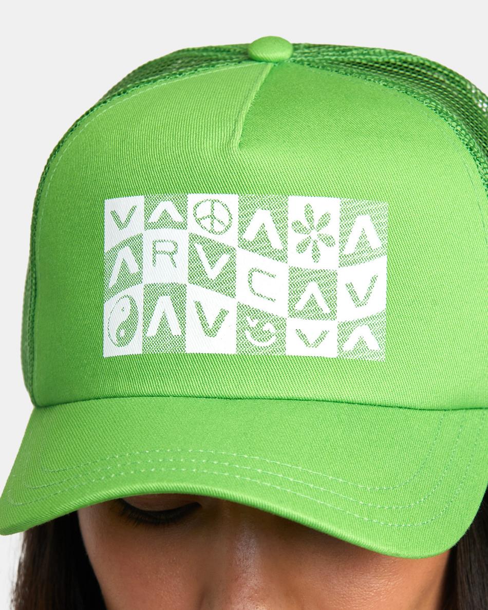 Sombreros Rvca Checker Trucker Mujer Verde | COQCS65653