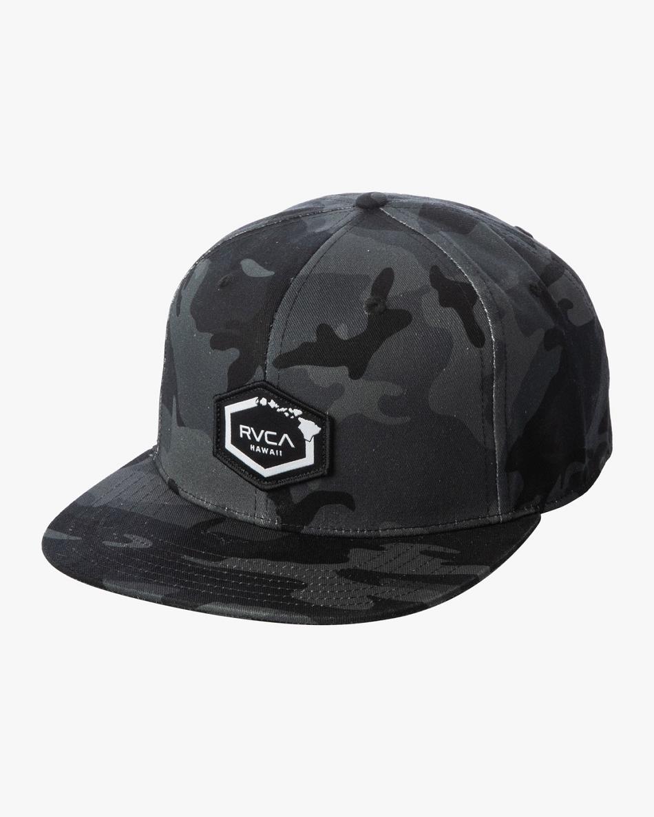 Sombreros Rvca Island Hex Snapback Hombre Negras Camuflaje | COZDE77182