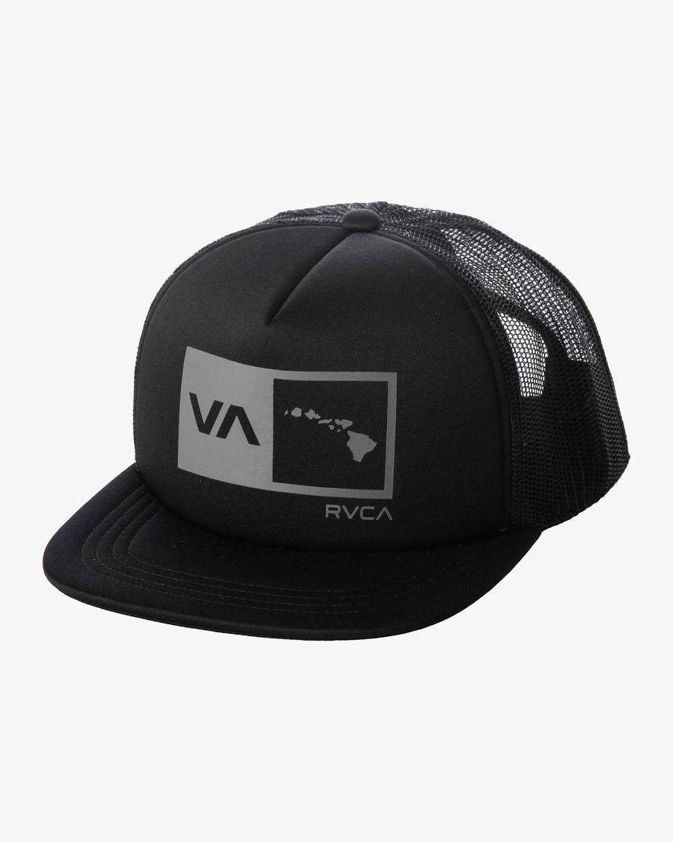 Sombreros Rvca Islands Balance Box Trucker Hombre Negras | QCOUV40656