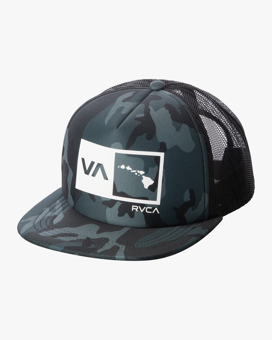 Sombreros Rvca Islands Balance Box Trucker Hombre Negras Camuflaje | QCOWA96458