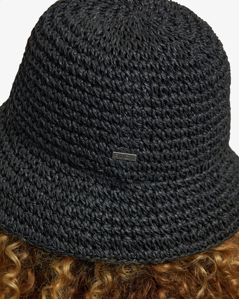 Sombreros Rvca Laguna Straw Bucket Mujer Negras | DCOKV52406