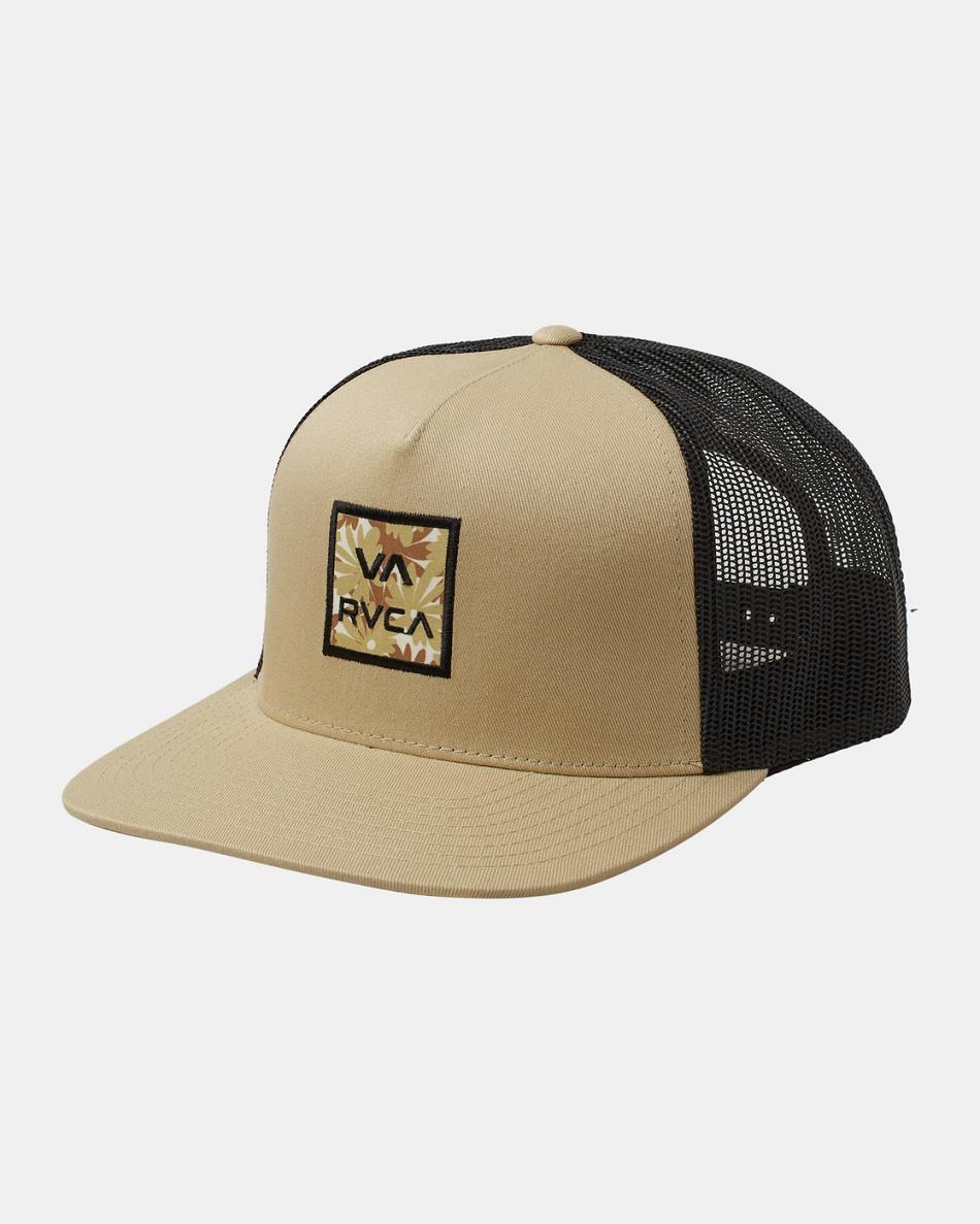 Sombreros Rvca VA All The Way Print Trucker Hombre Kaki | COXMI12245