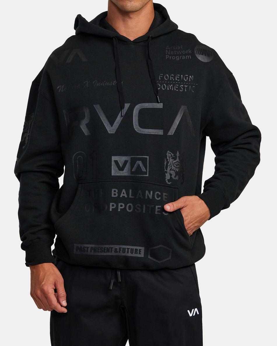 Sudadera Con Capucha Rvca All Brand Deporte Workout Hombre Negras | YCOGT97436