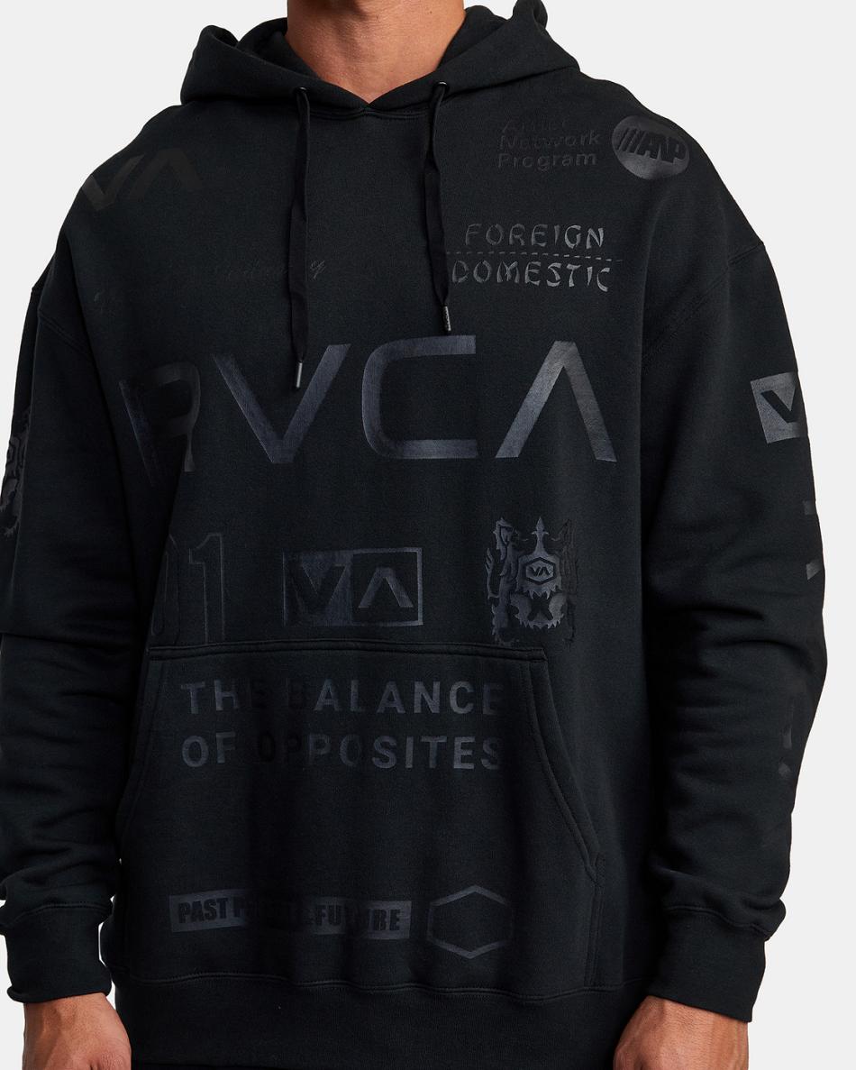 Sudadera Con Capucha Rvca All Brand Deporte Workout Hombre Negras | YCOGT97436