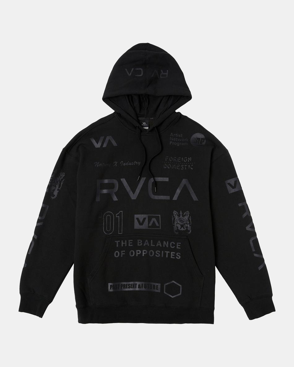 Sudadera Con Capucha Rvca All Brand Deporte Workout Hombre Negras | YCOGT97436