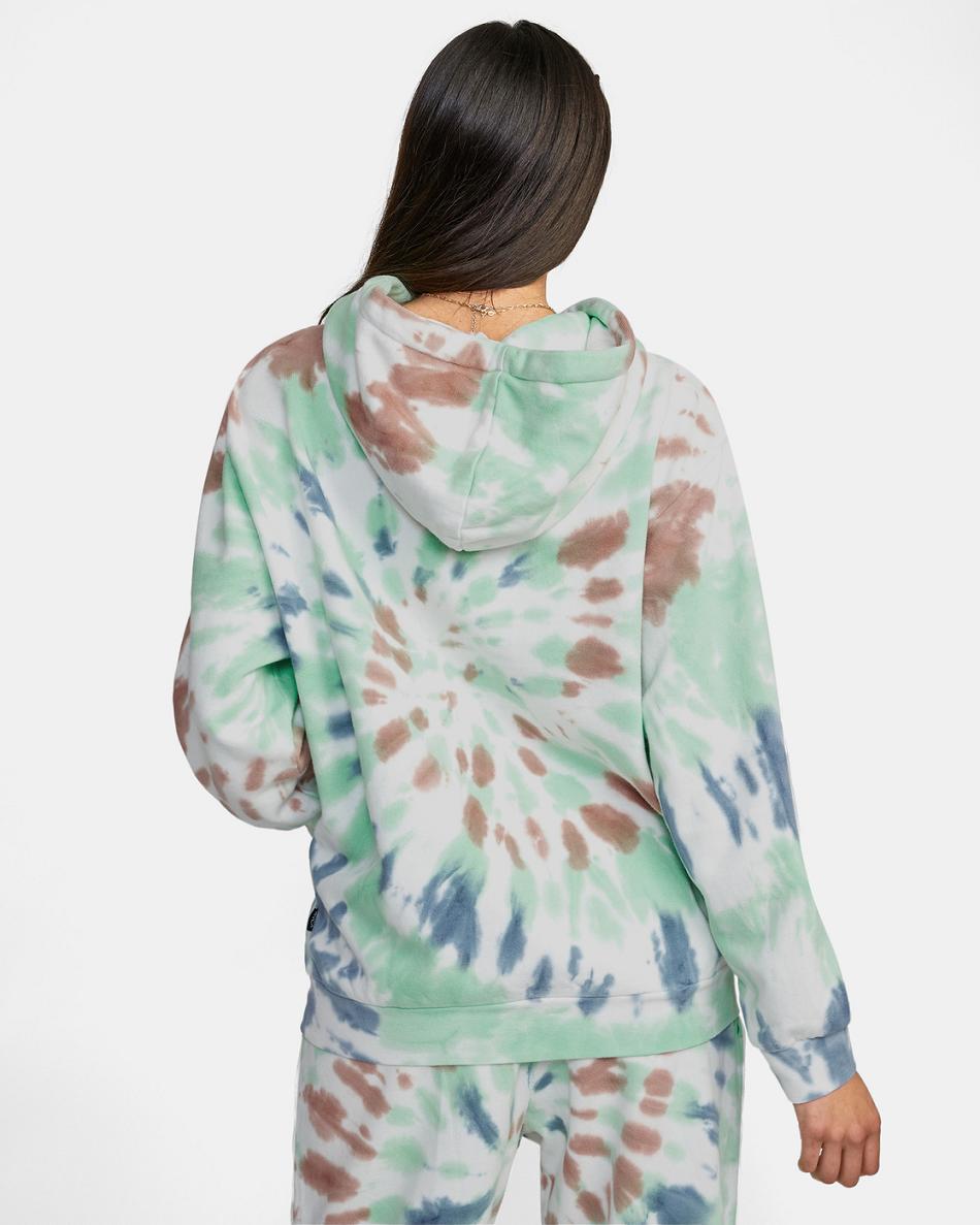 Sudadera Con Capucha Rvca All The Way Tie-Dye Mujer Verde Menta | COXBR89891