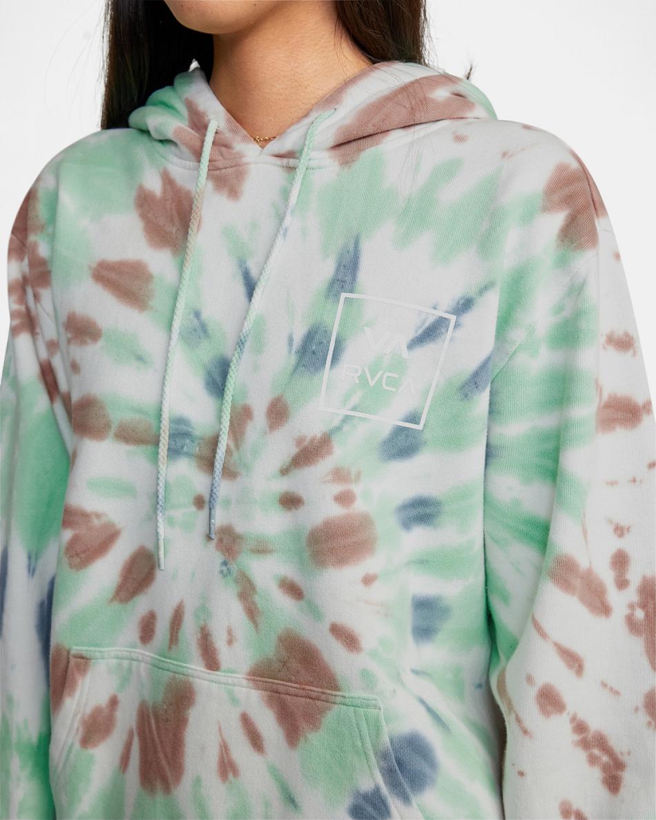 Sudadera Con Capucha Rvca All The Way Tie-Dye Mujer Verde Menta | COXBR89891