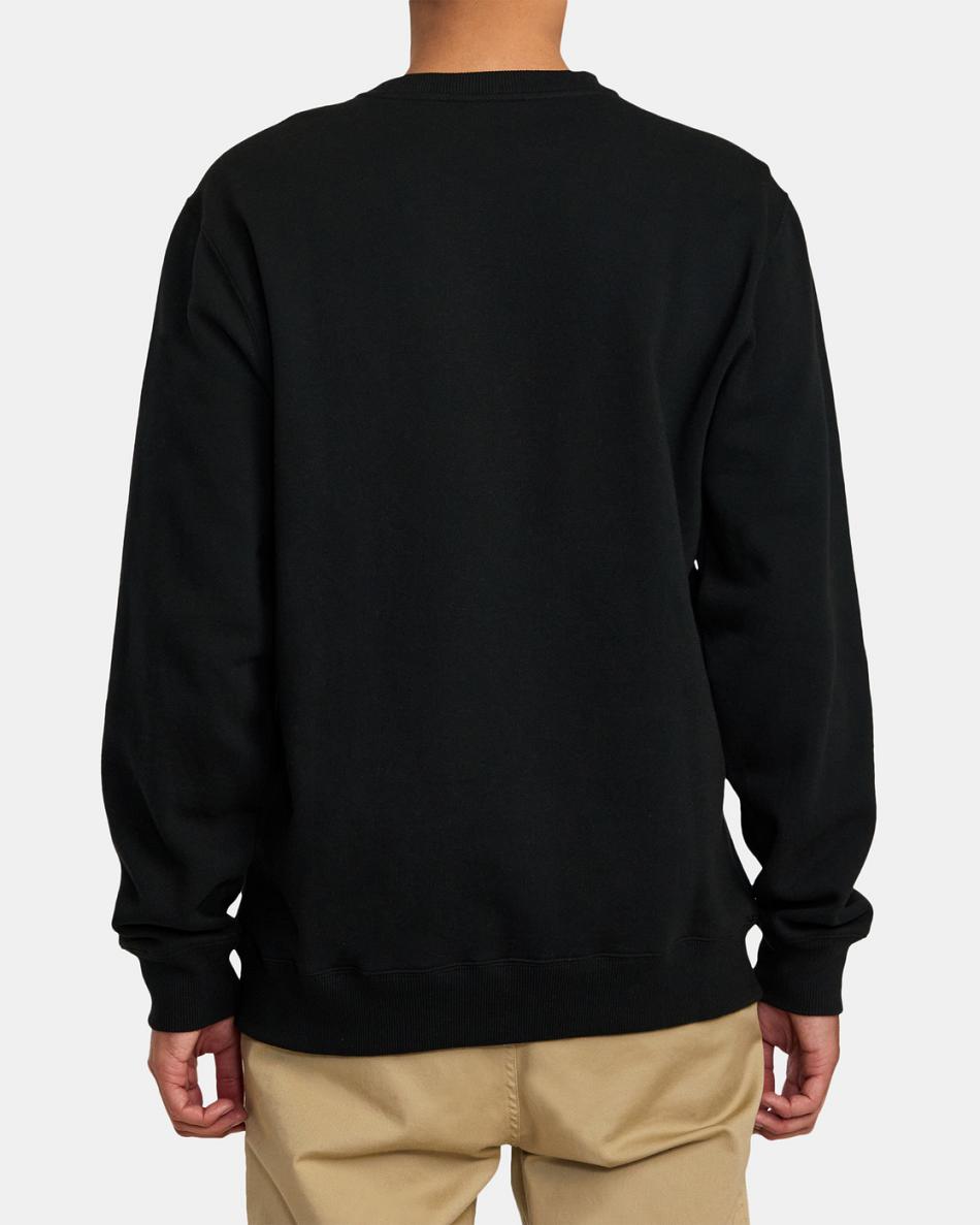 Sudadera Con Capucha Rvca Big RVCA Crewneck Hombre Negras | COQCS84124