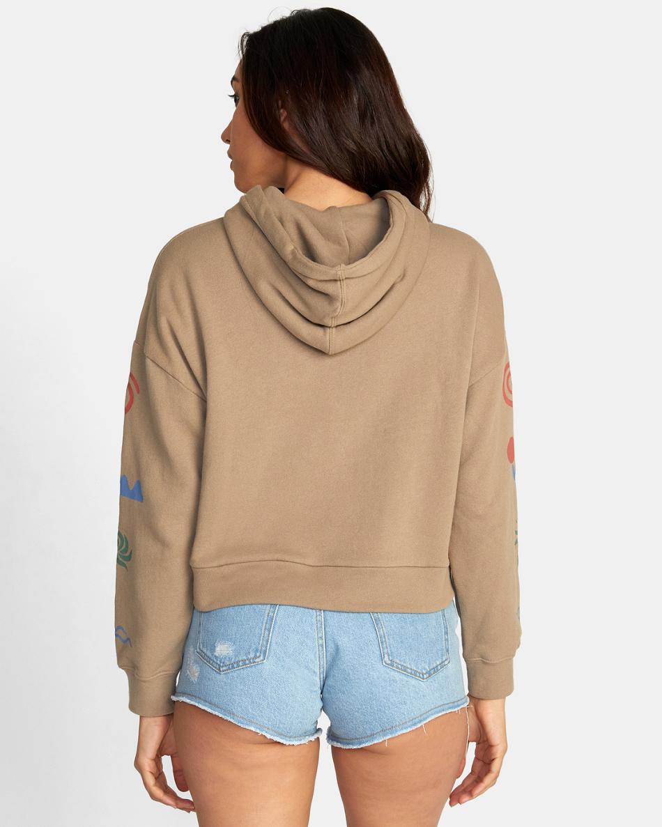 Sudadera Con Capucha Rvca Breeze Pullover Mujer Kaki Oscuro | XCOBH93308