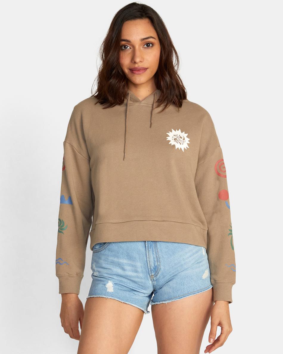 Sudadera Con Capucha Rvca Breeze Pullover Mujer Kaki Oscuro | XCOBH93308