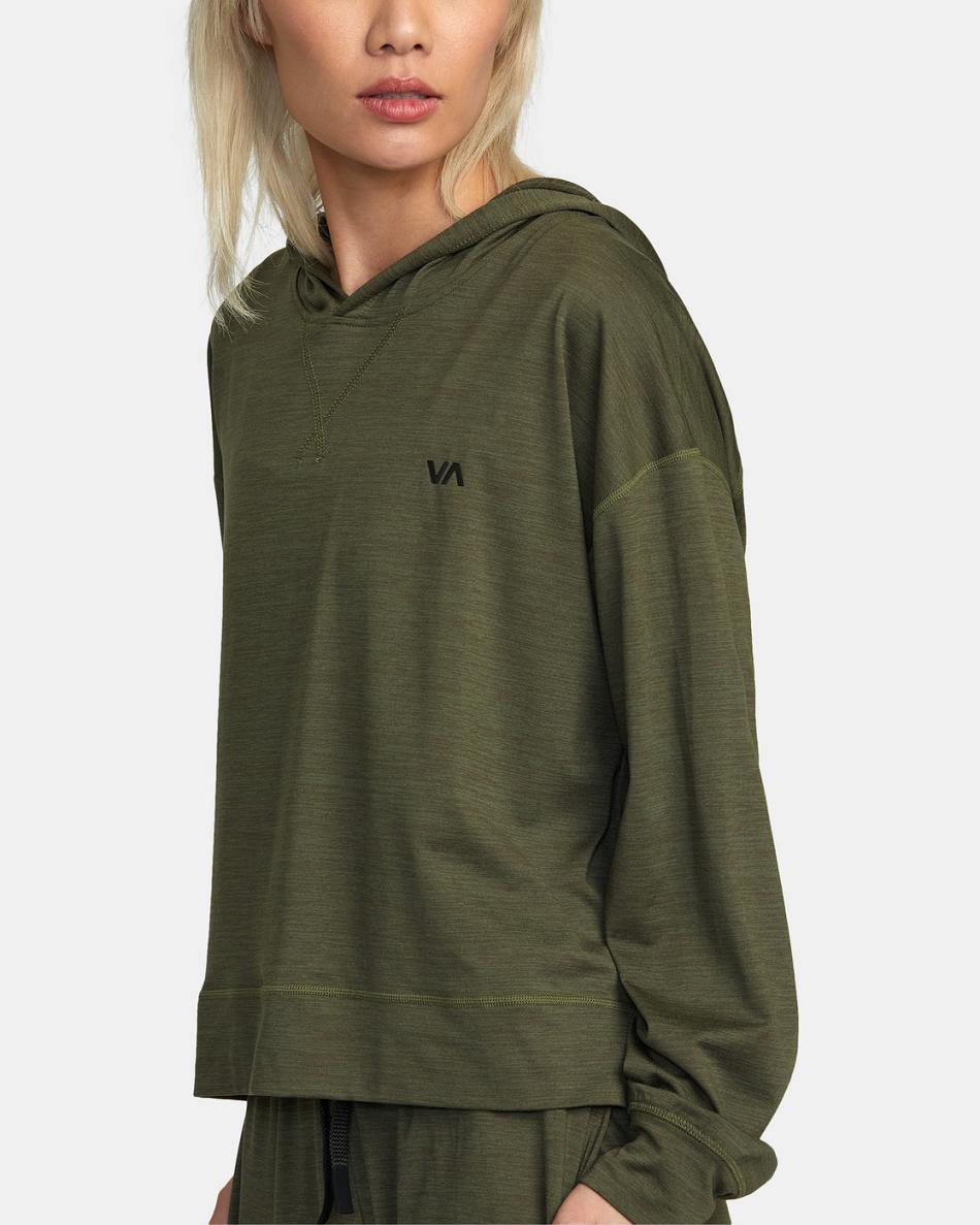 Sudadera Con Capucha Rvca C-Able Cropped Workout Mujer Verde Oliva | COJKU68355