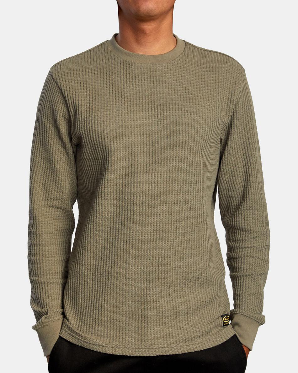 Sudadera Con Capucha Rvca Day Shift Long Sleeve Thermal Hombre Aloe | TCOWZ94412