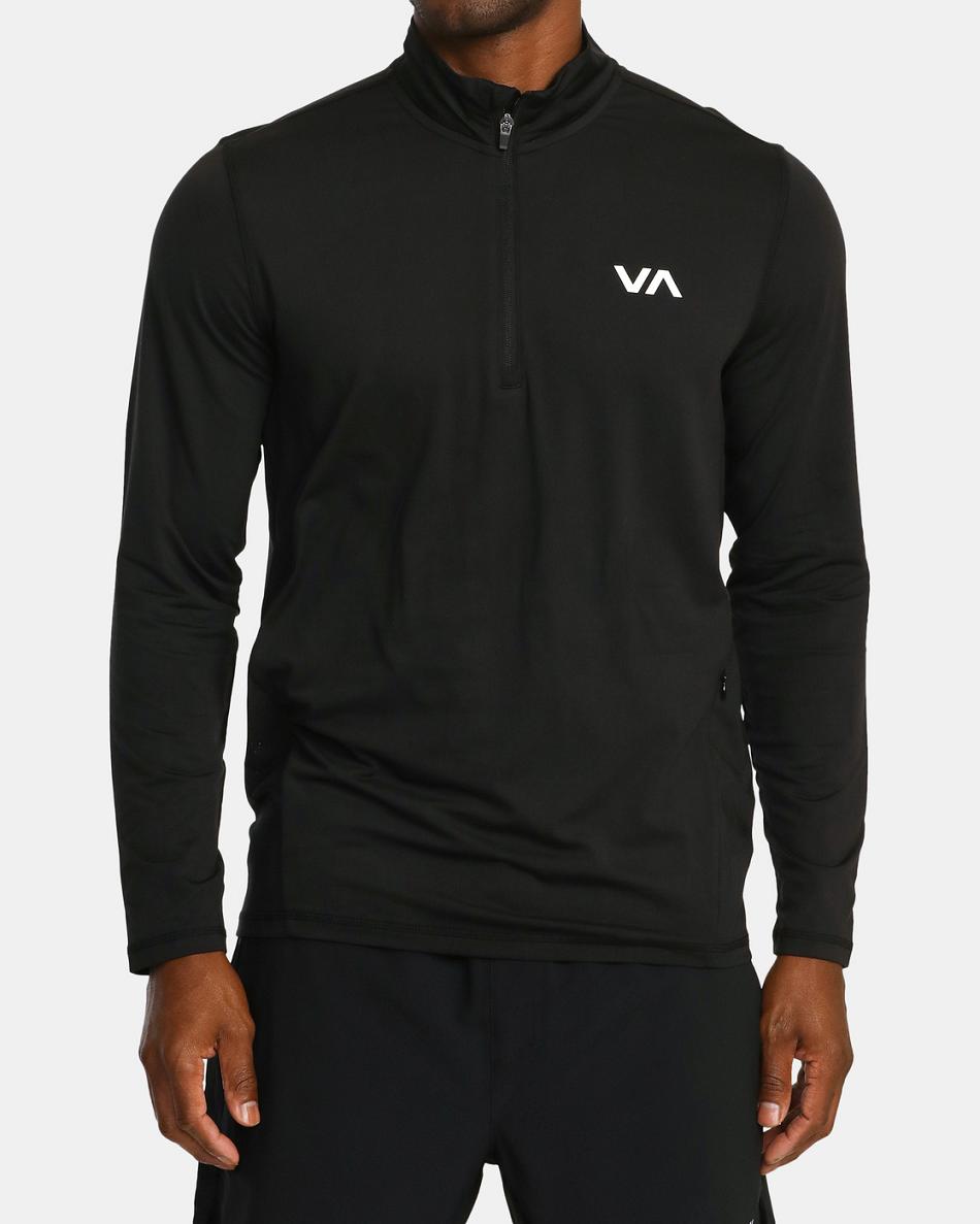 Sudadera Con Capucha Rvca Deporte Vent Half-Zip Pullover Hombre Negras | QCOUV21284