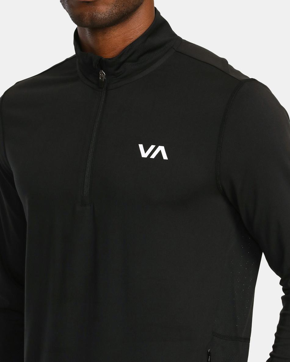 Sudadera Con Capucha Rvca Deporte Vent Half-Zip Pullover Hombre Negras | QCOUV21284