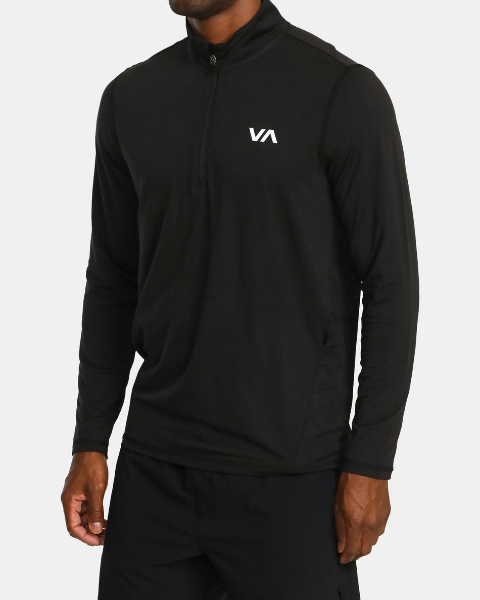 Sudadera Con Capucha Rvca Deporte Vent Half-Zip Pullover Hombre Negras | QCOUV21284