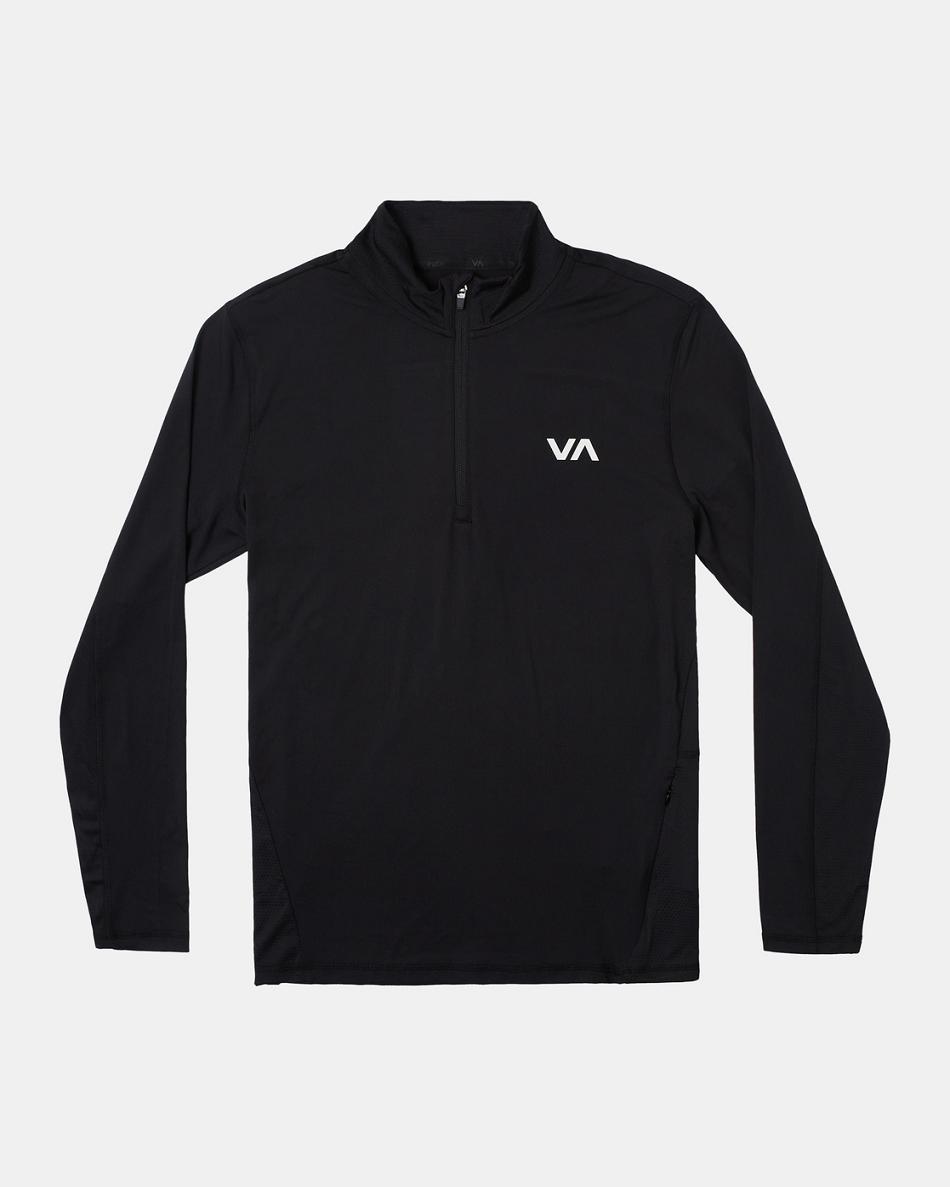 Sudadera Con Capucha Rvca Deporte Vent Half-Zip Pullover Hombre Negras | QCOUV21284