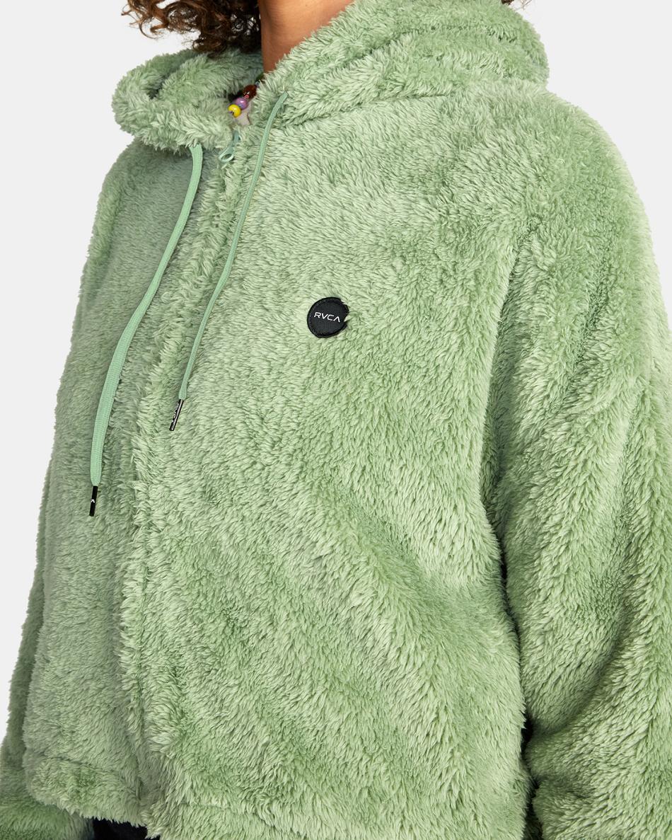 Sudadera Con Capucha Rvca Fuzzy Zip-Up Fleece Mujer Basil | LCOSX86761