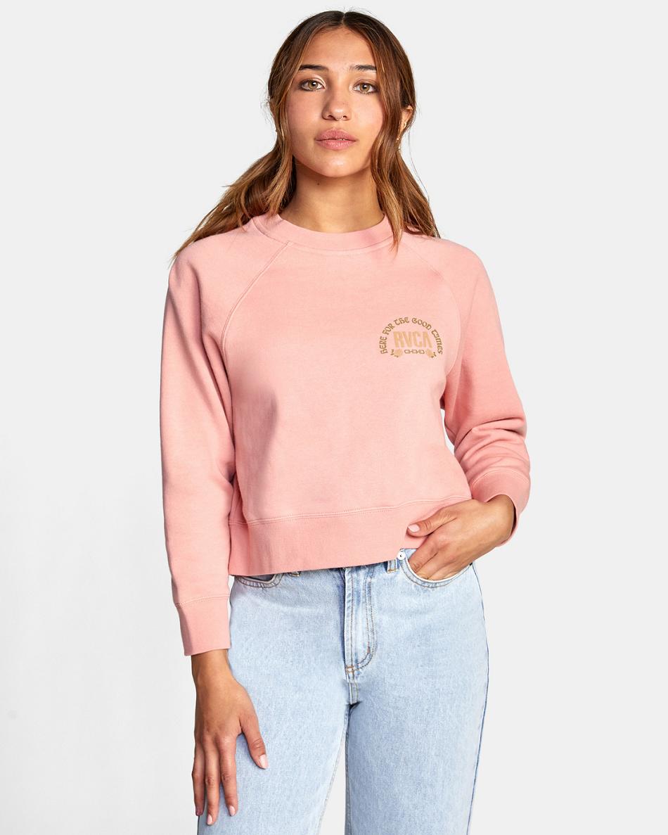 Sudadera Con Capucha Rvca Good Times Crewneck Mujer Blush | FCOHY21640