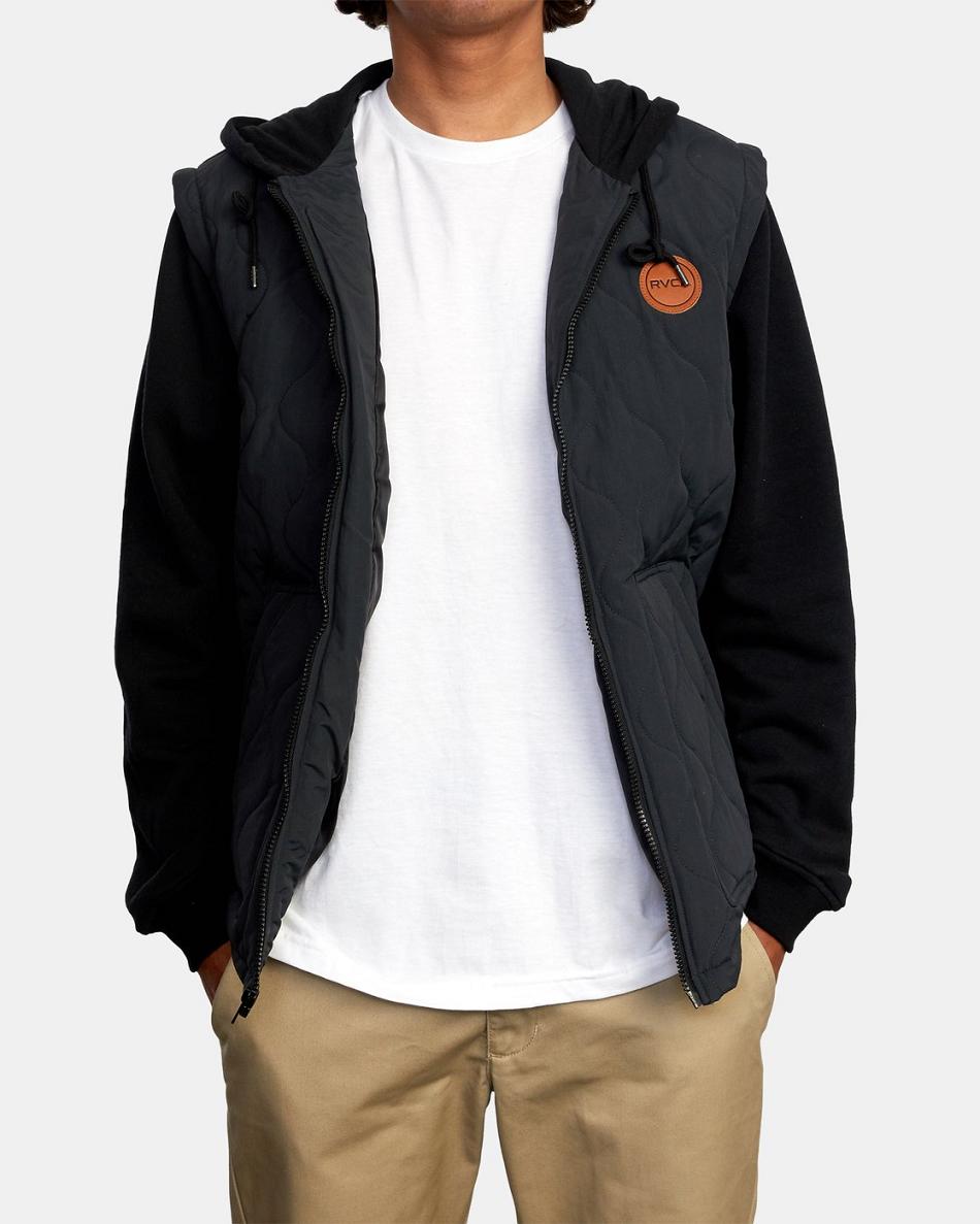 Sudadera Con Capucha Rvca Grant Encapuchado Puffer Jacket Hombre Negras | PCOQX41465