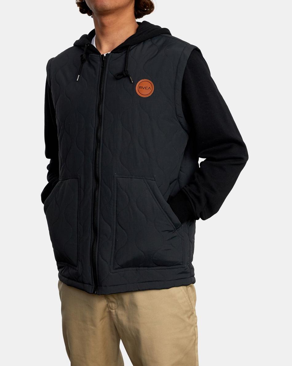 Sudadera Con Capucha Rvca Grant Encapuchado Puffer Jacket Hombre Negras | PCOQX41465