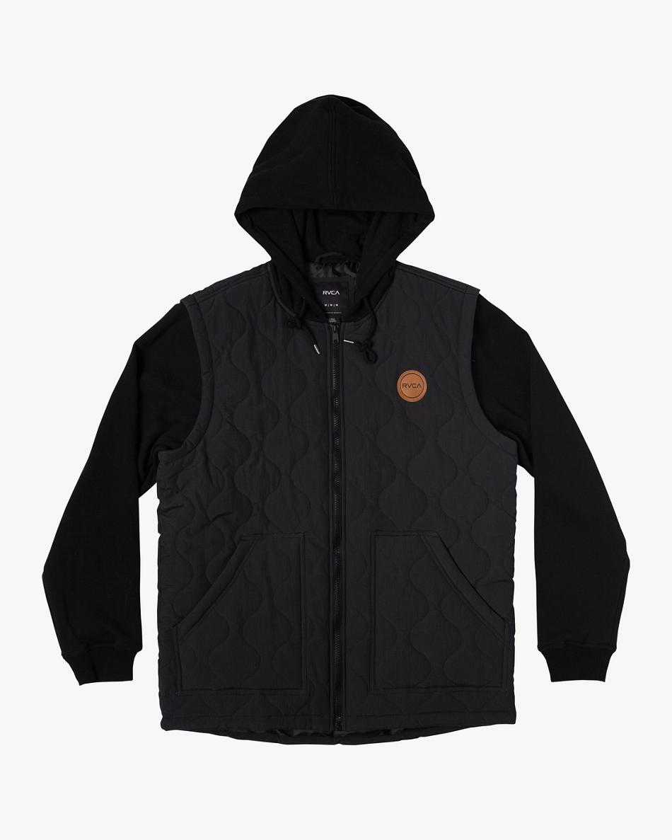 Sudadera Con Capucha Rvca Grant Encapuchado Puffer Jacket Hombre Negras | PCOQX41465