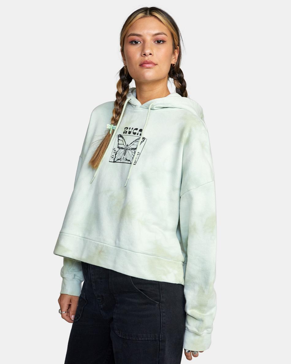 Sudadera Con Capucha Rvca In The Air Venice Tie-Dye Mujer Verde Claro | COICD71755