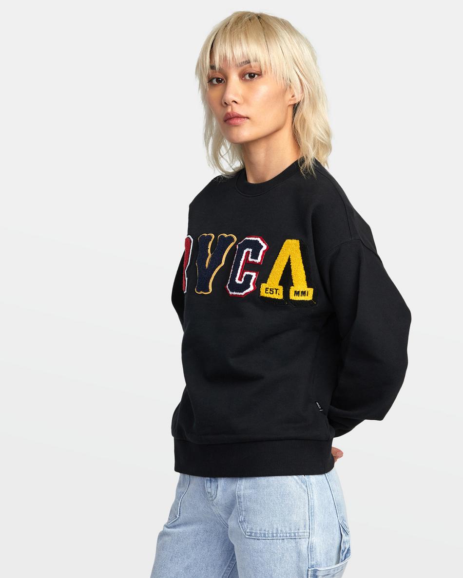 Sudadera Con Capucha Rvca Letterman Mujer Negras | XCOBH71447