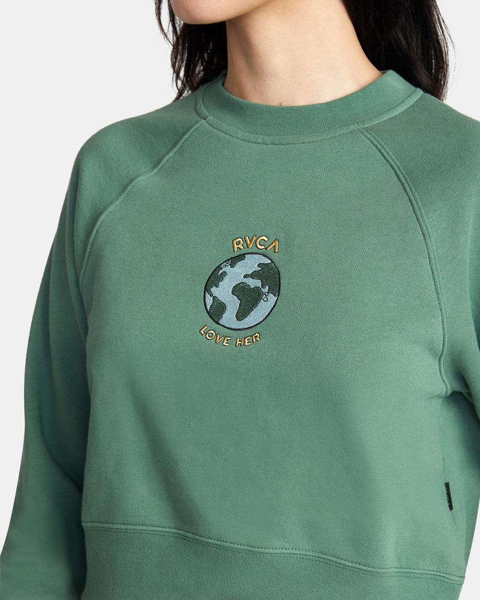 Sudadera Con Capucha Rvca Love Her Crewneck Mujer Verde | COQAV94065