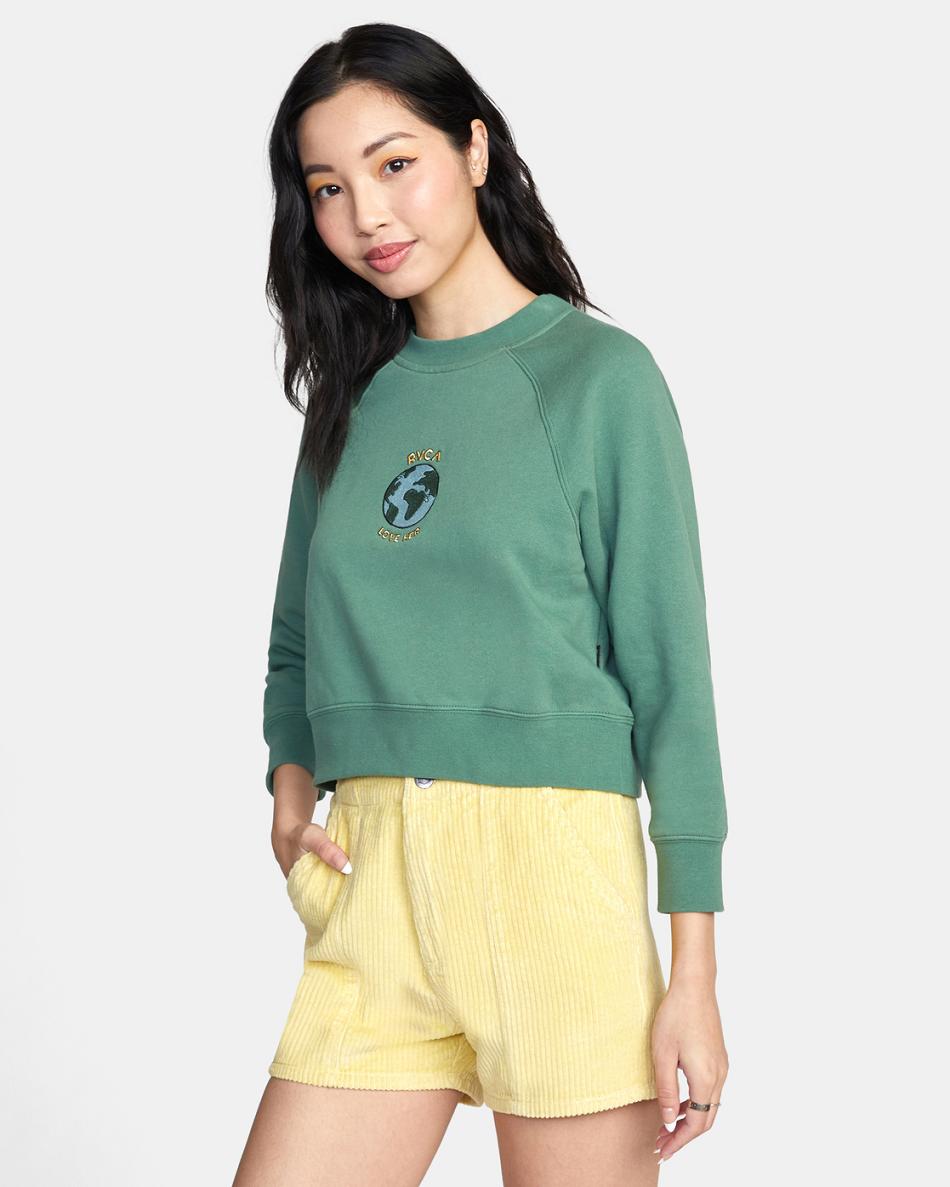 Sudadera Con Capucha Rvca Love Her Crewneck Mujer Verde | COQAV94065