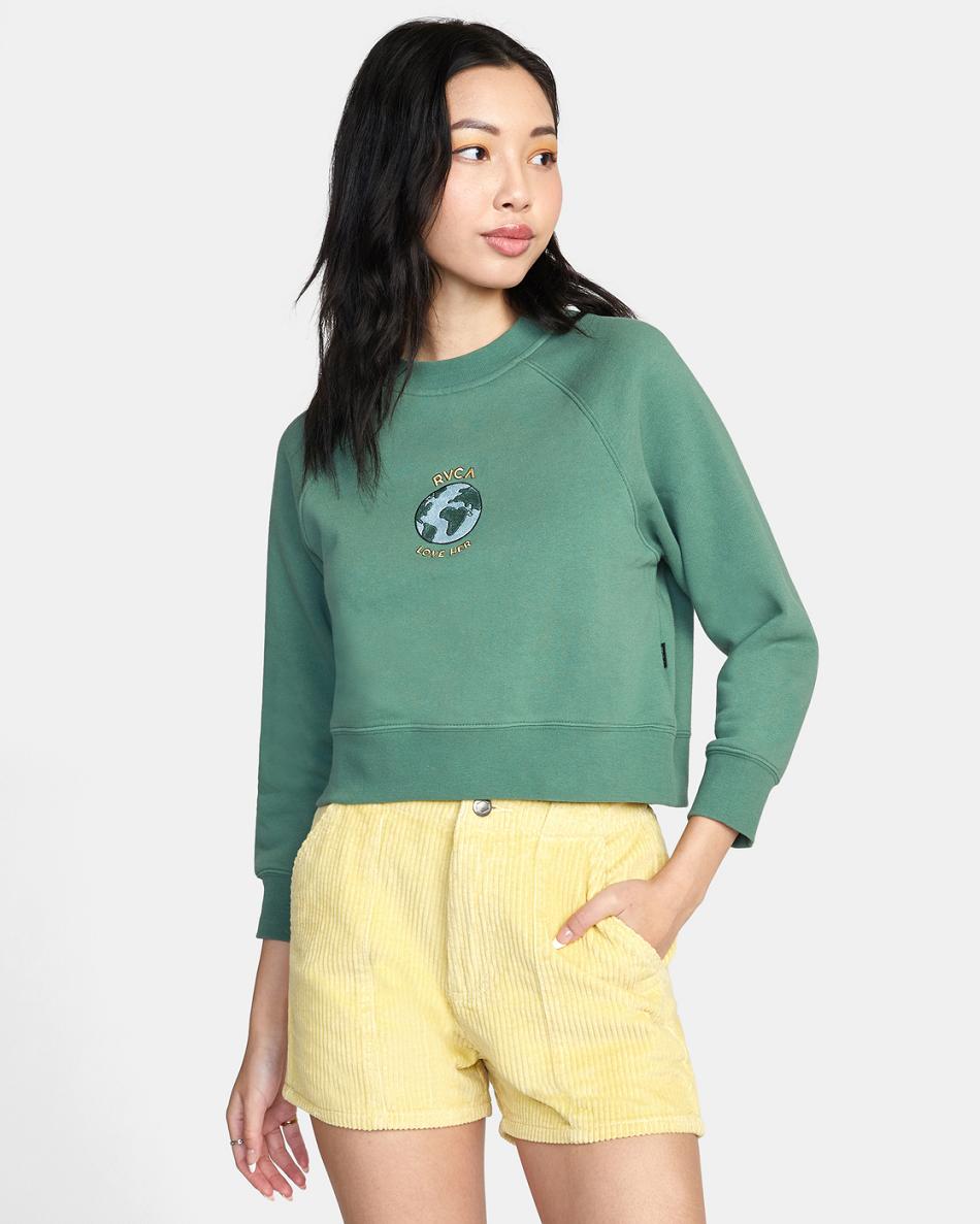 Sudadera Con Capucha Rvca Love Her Crewneck Mujer Verde | COQAV94065