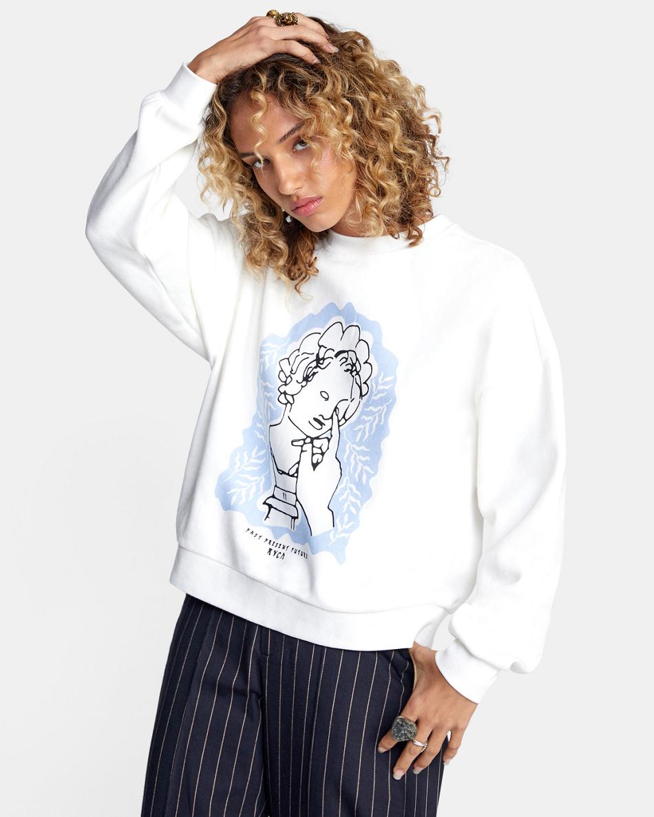 Sudadera Con Capucha Rvca Renaissance Crewneck Sueter Mujer Blancas | ECOHC49655