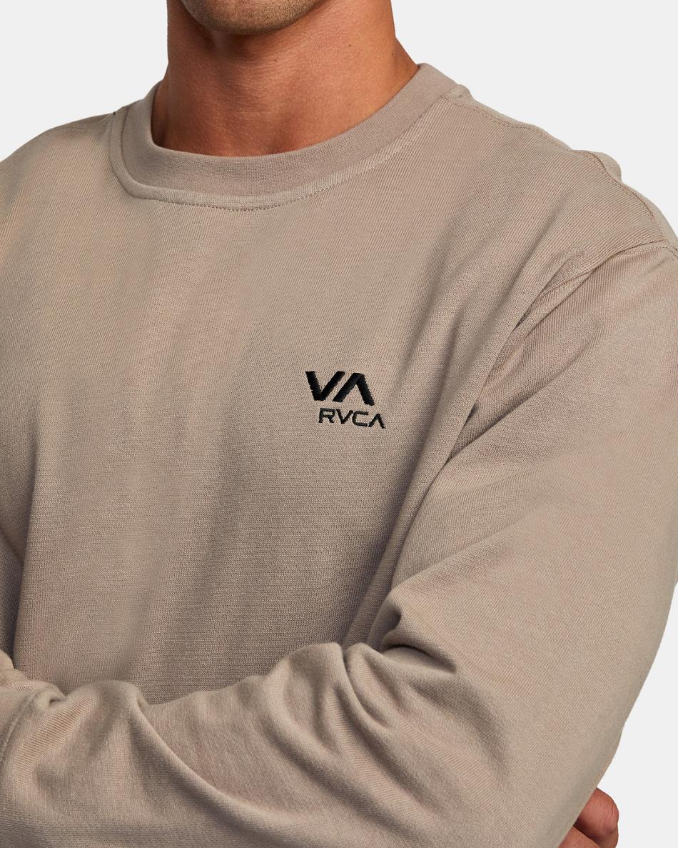 Sudadera Con Capucha Rvca VA Essential Crewneck Hombre Kaki Oscuro | COJZR81654