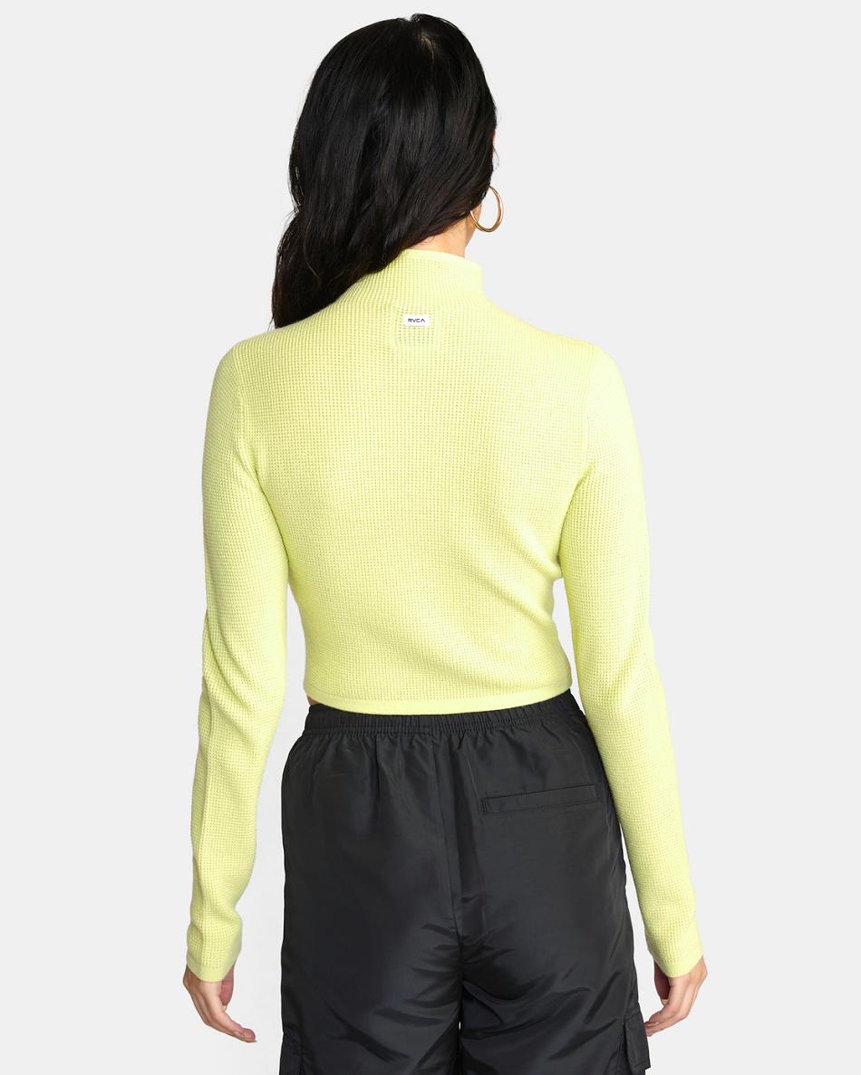 Suéteres Rvca Après Long Sleeve Crop Top Mujer Amarillo | DCOKV17504