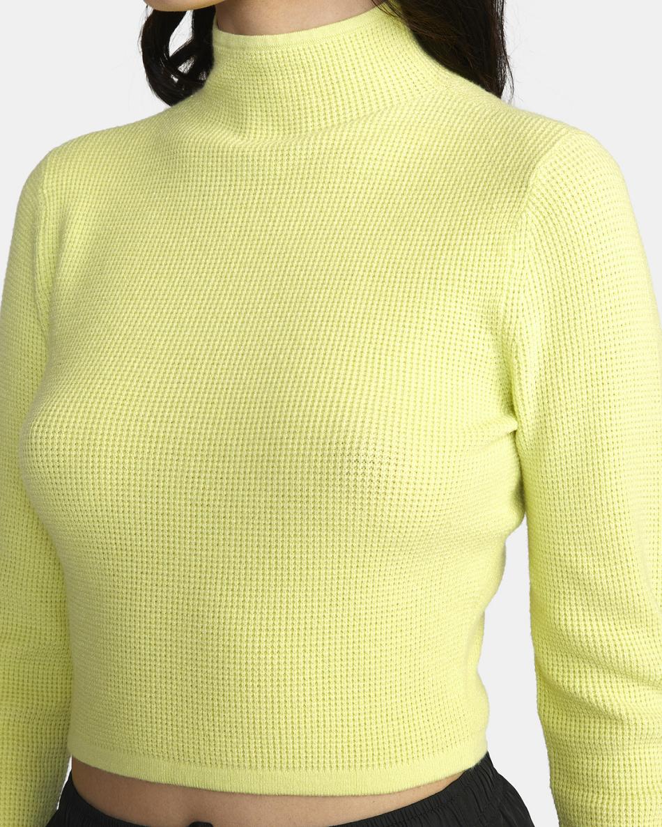 Suéteres Rvca Après Long Sleeve Crop Top Mujer Amarillo | DCOKV17504