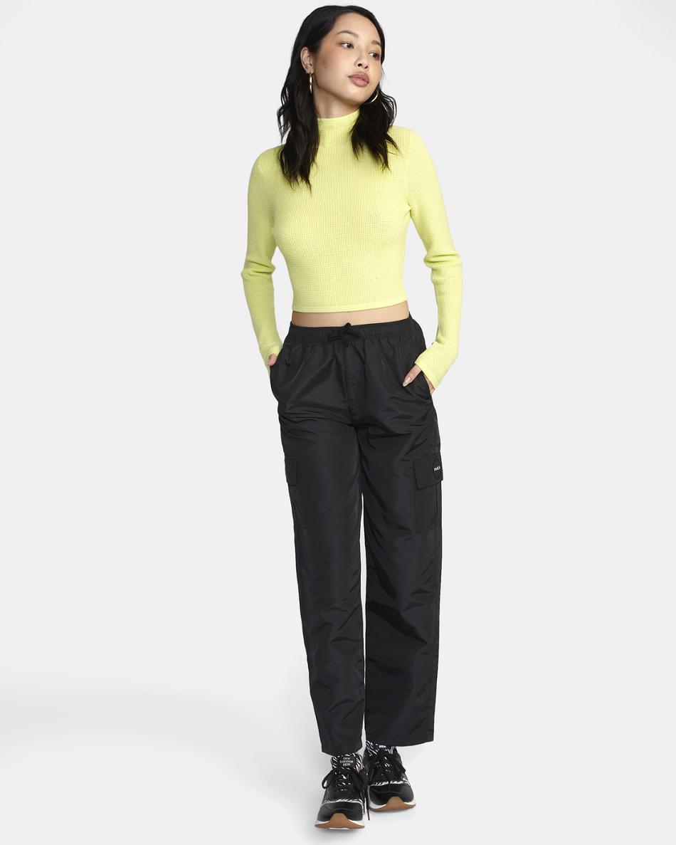 Suéteres Rvca Après Long Sleeve Crop Top Mujer Amarillo | DCOKV17504