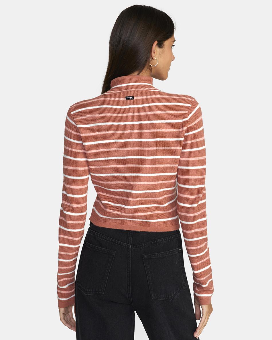 Suéteres Rvca Après Long Sleeve Crop Top Mujer Cinnamon | ECOVG54792