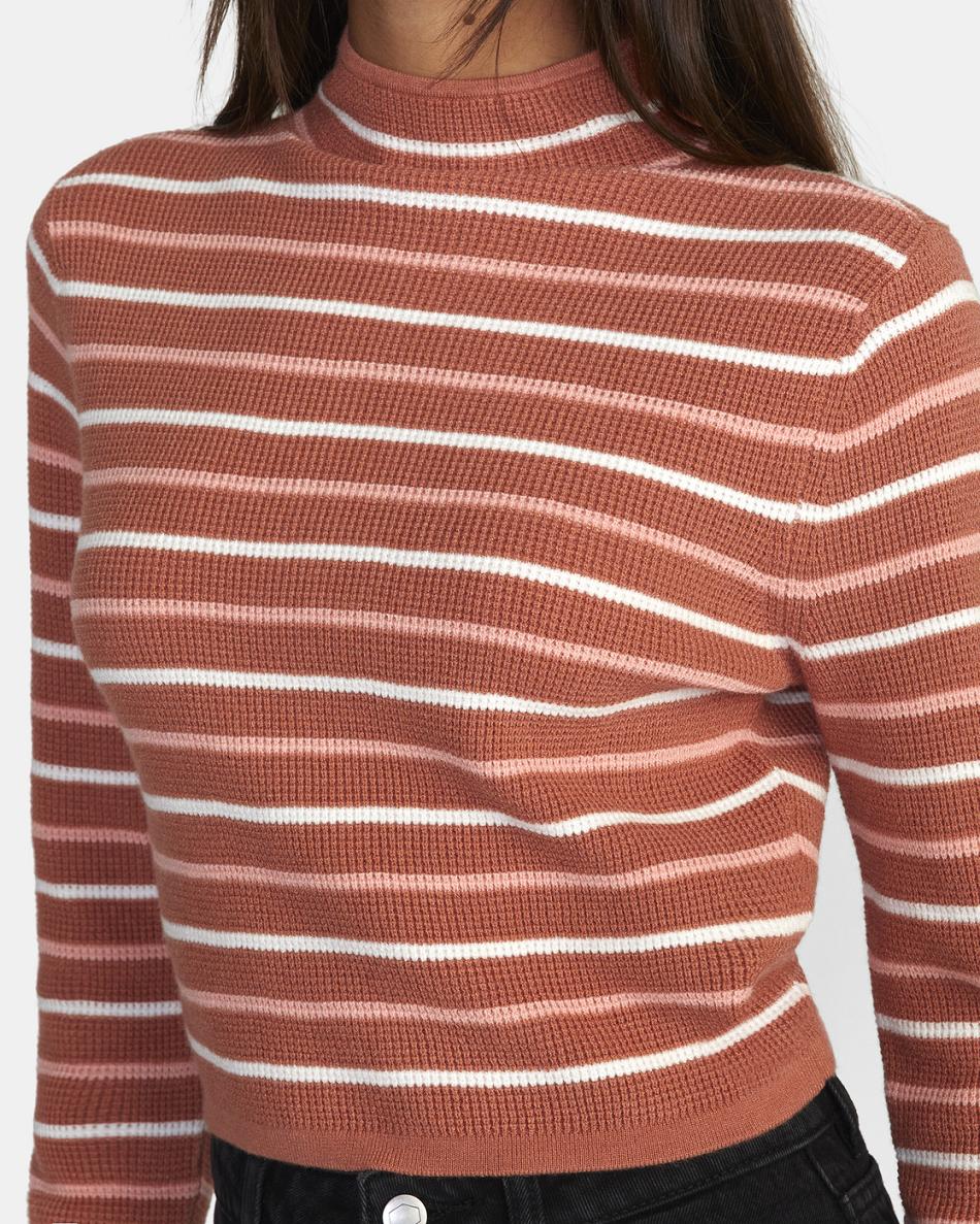 Suéteres Rvca Après Long Sleeve Crop Top Mujer Cinnamon | ECOVG54792