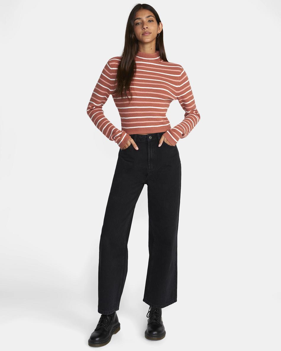 Suéteres Rvca Après Long Sleeve Crop Top Mujer Cinnamon | ECOVG54792