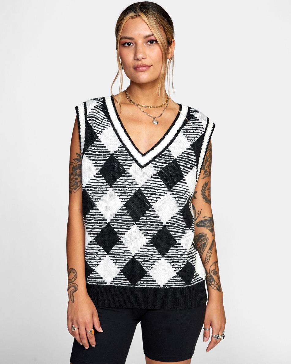 Suéteres Rvca Forget Me Not Oversized Vest Mujer Negras | COZPD52534