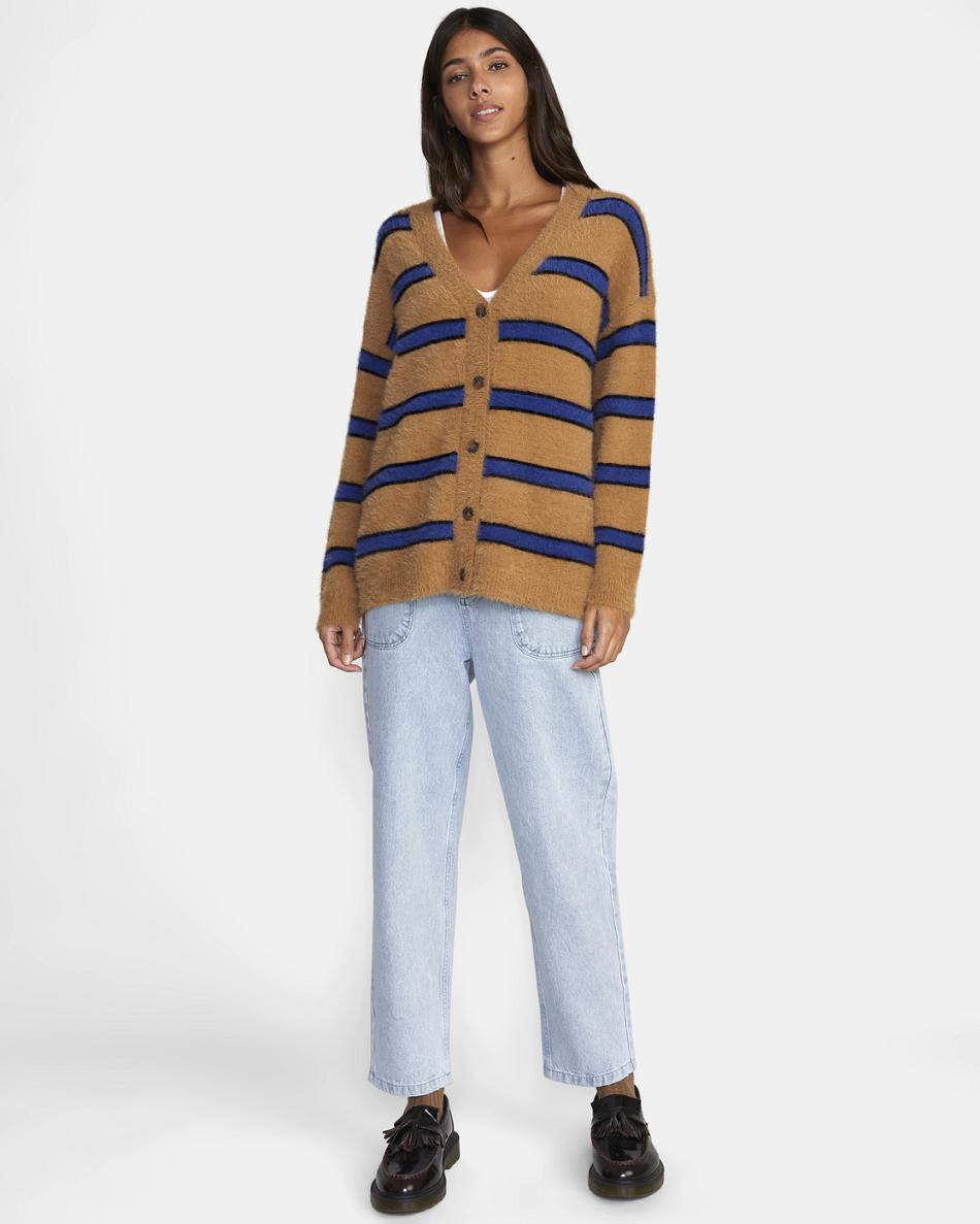 Suéteres Rvca Here We Are Cardigan Mujer Tobacco | PCOER48412