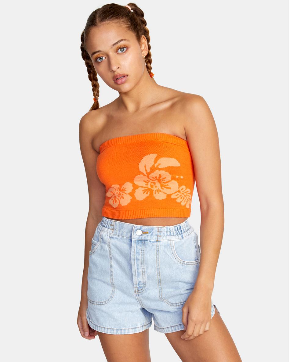 Suéteres Rvca Motives Tube Top Mujer Mandarin | FCOUI18131